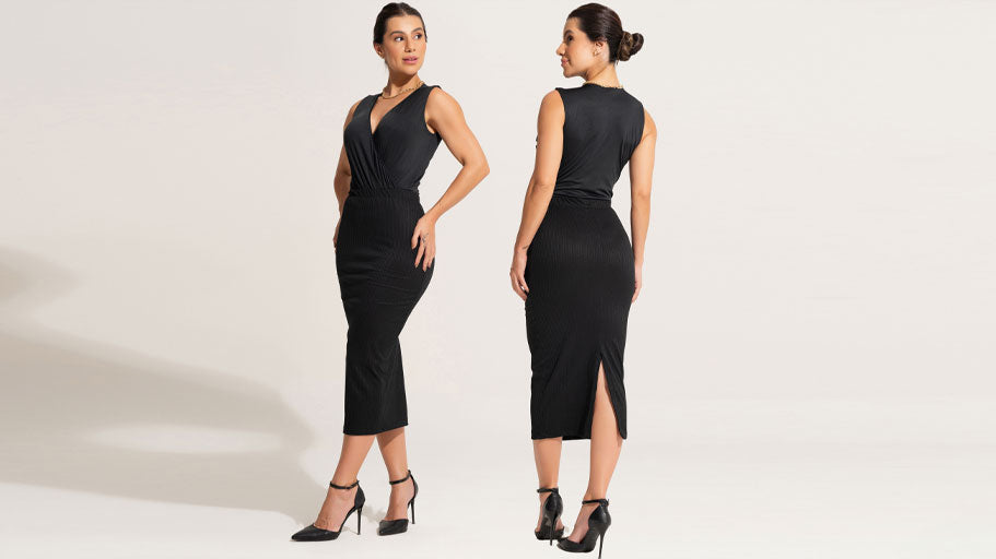 🤩 Saia Midi Canelada: Elegância Atemporal com Caimento Perfeito