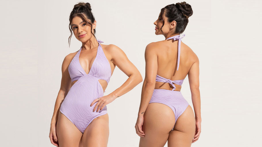 💜 Elegância Moderna com o Maiô Engana Mamãe Decote Cavado Jacquard da MVB Modas