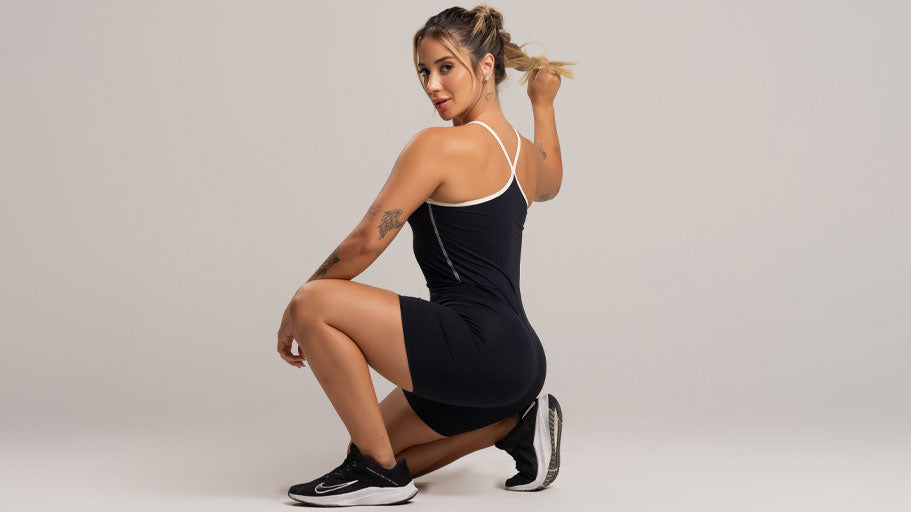 🖤 Trend confirmada: o Macaquinho Fitness Alcinha Off White Poliamida da MVB Modas