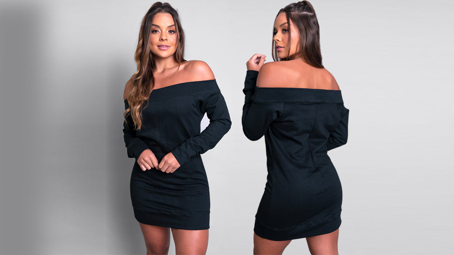 Vestido de moletom ombro a ombro - Conforto e estilo!
