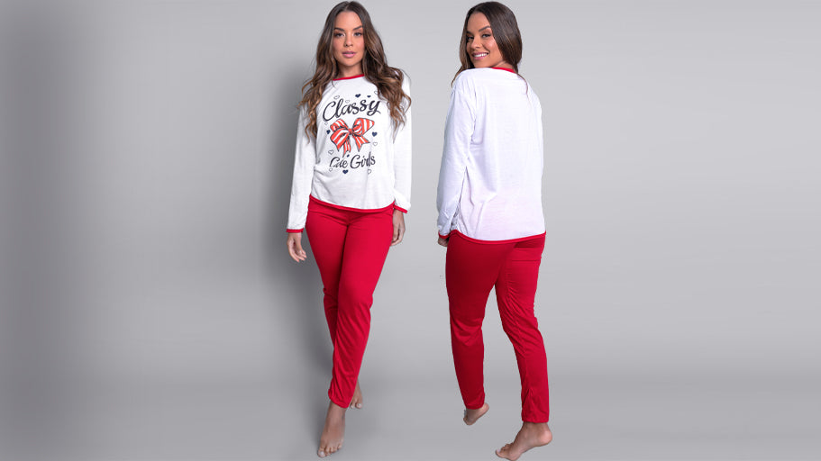 Pijama longo - Conforto e estilo.