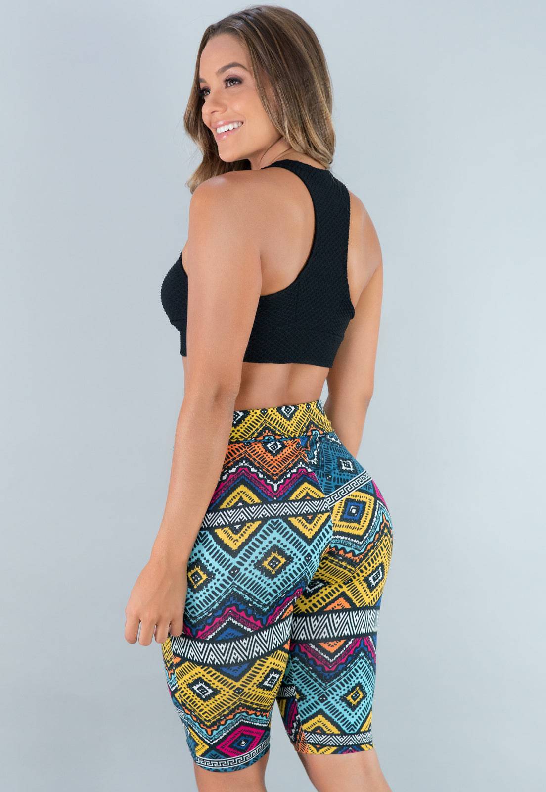 Bermuda Ciclista Feminina Estampada Étnico - MVB MODAS