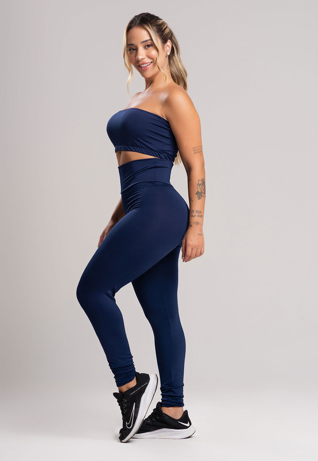 Calça Legging Cintura Alta Azul Marinho - MVB MODAS