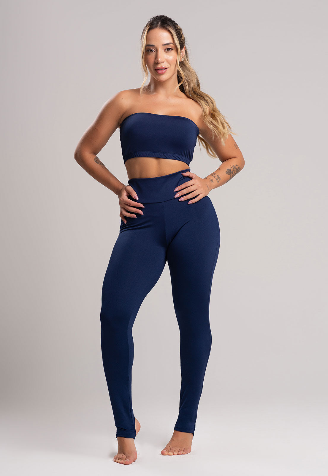 Calça Legging Pezinho Cintura Alta Azul - MVB MODAS