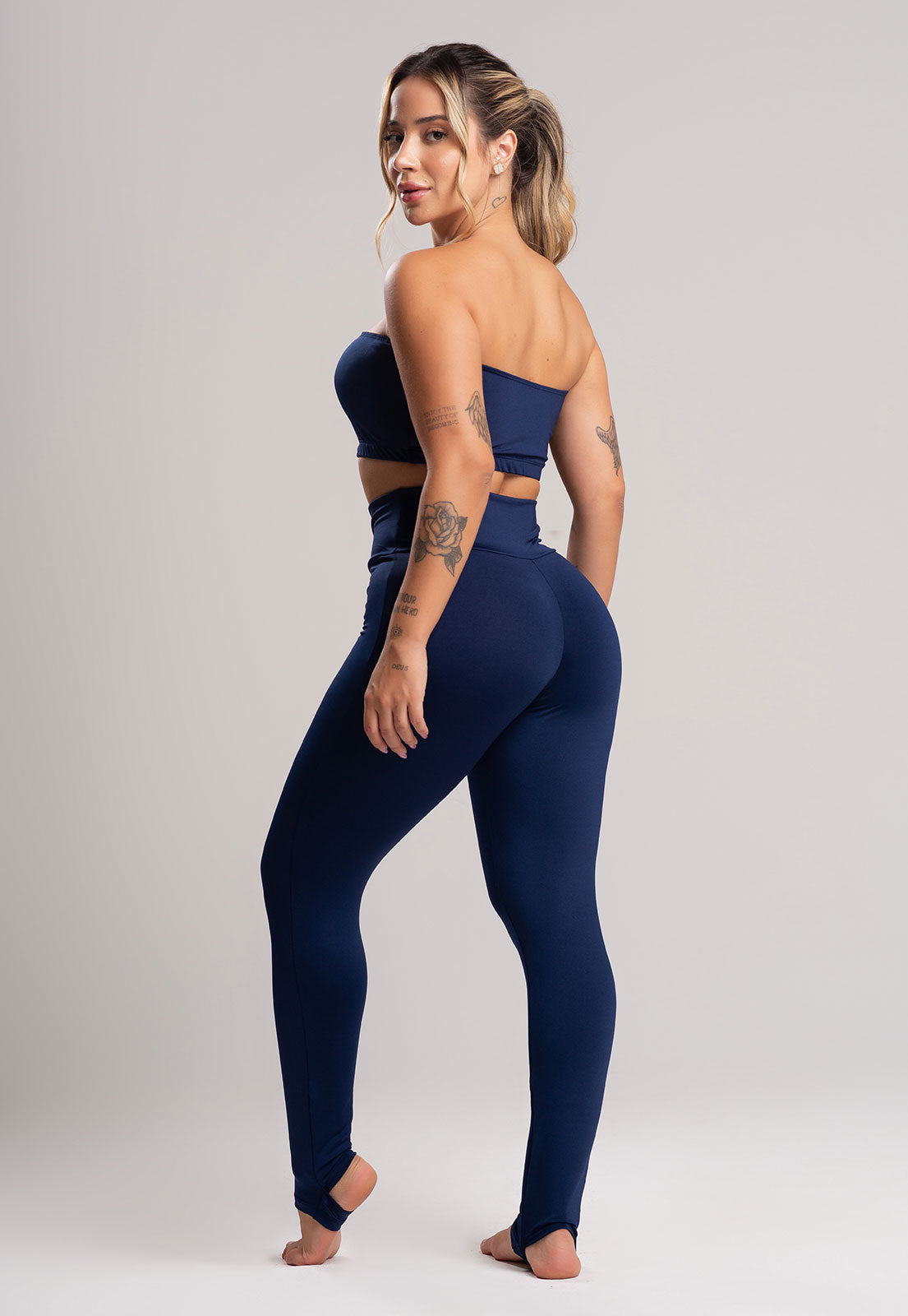 Calça Legging Pezinho Cintura Alta Azul - MVB MODAS