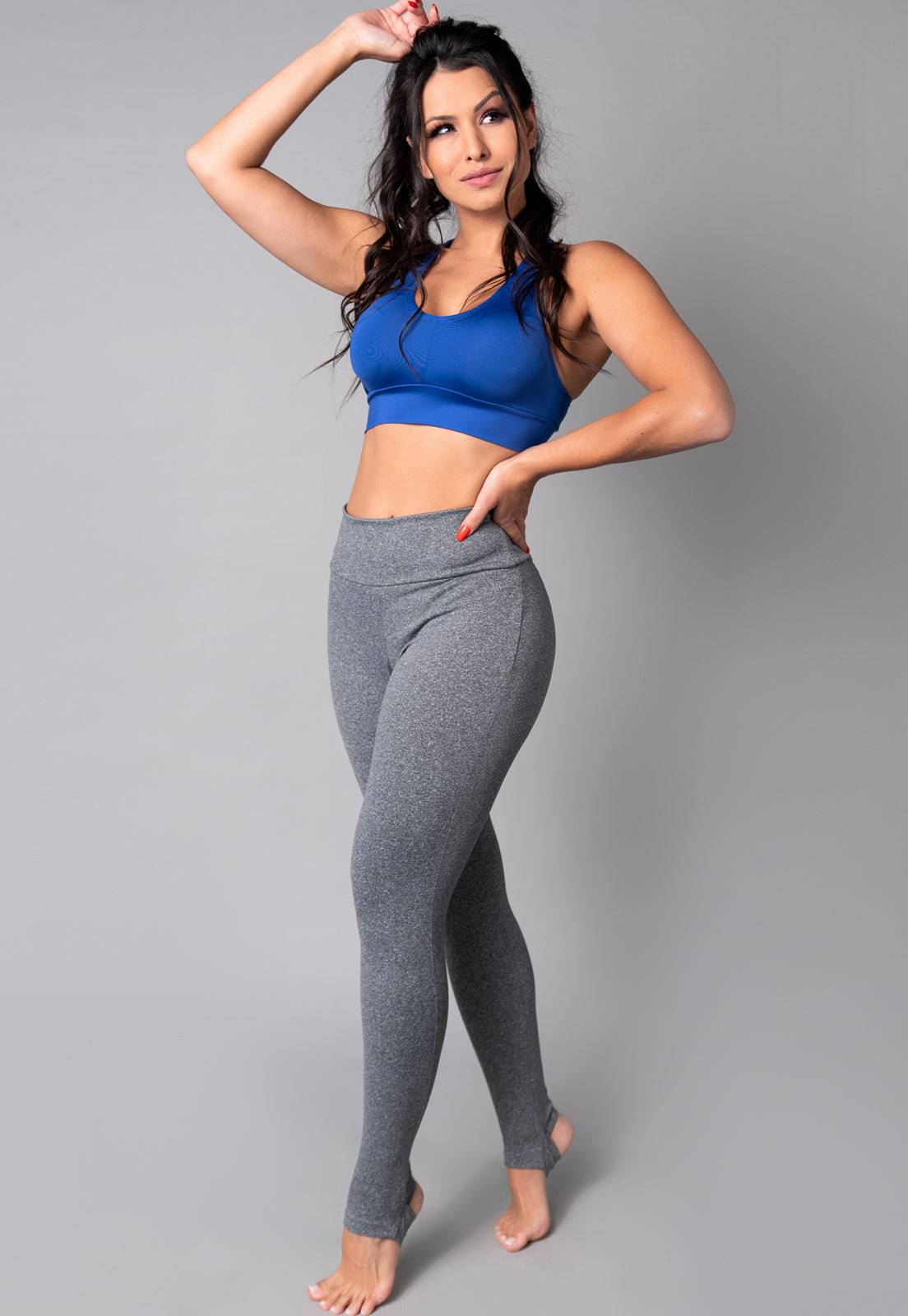 Calça Legging Pezinho Cintura Alta Cinza - MVB MODAS