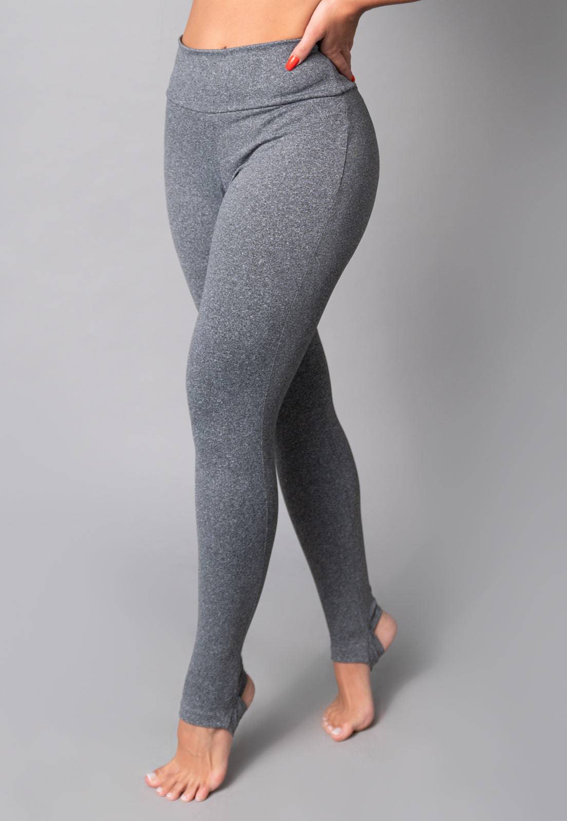 Calça Legging Pezinho Cintura Alta Cinza - MVB MODAS
