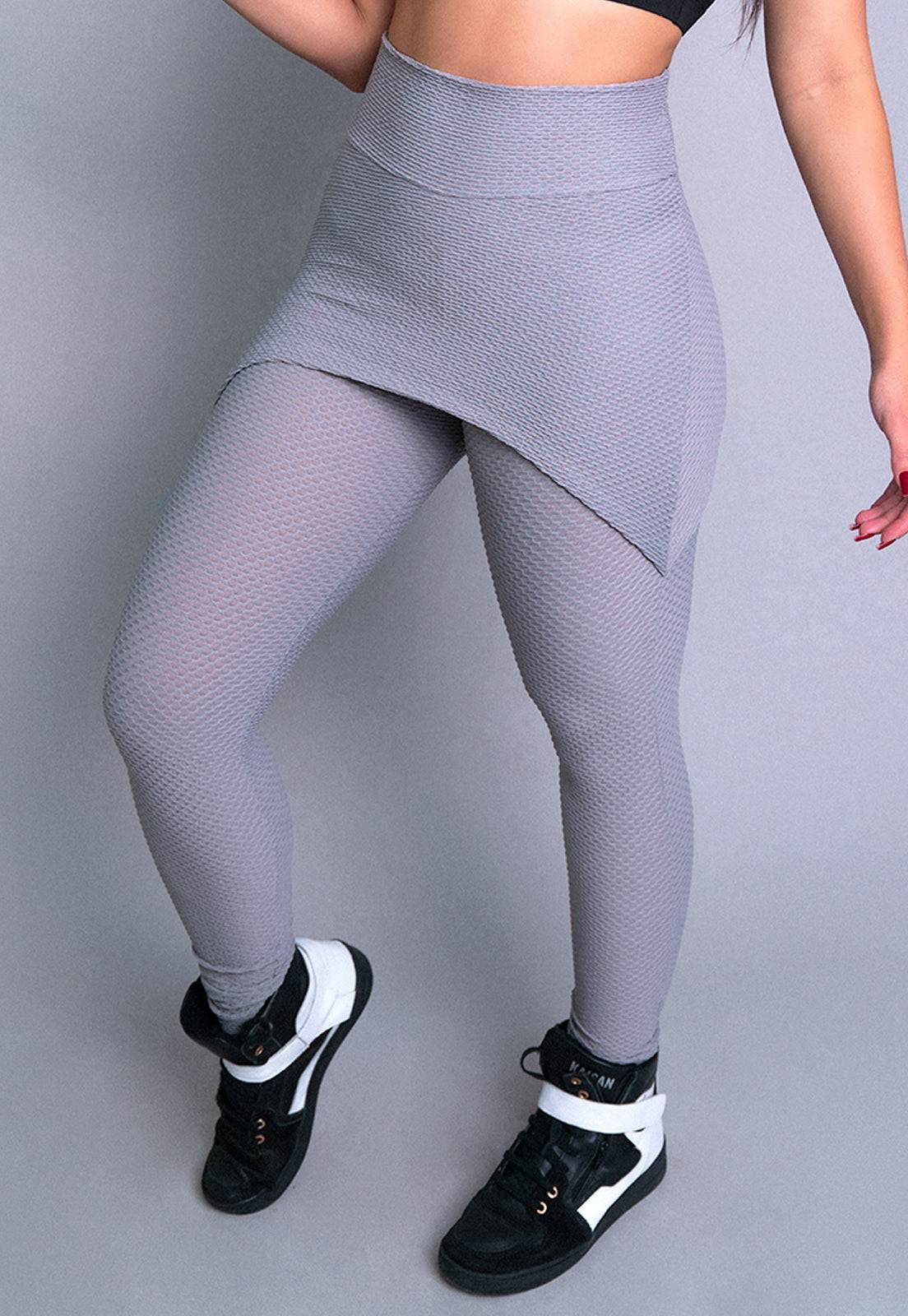 Calça Legging Bolha Saia Tapa Bumbum Cinza - MVB MODAS