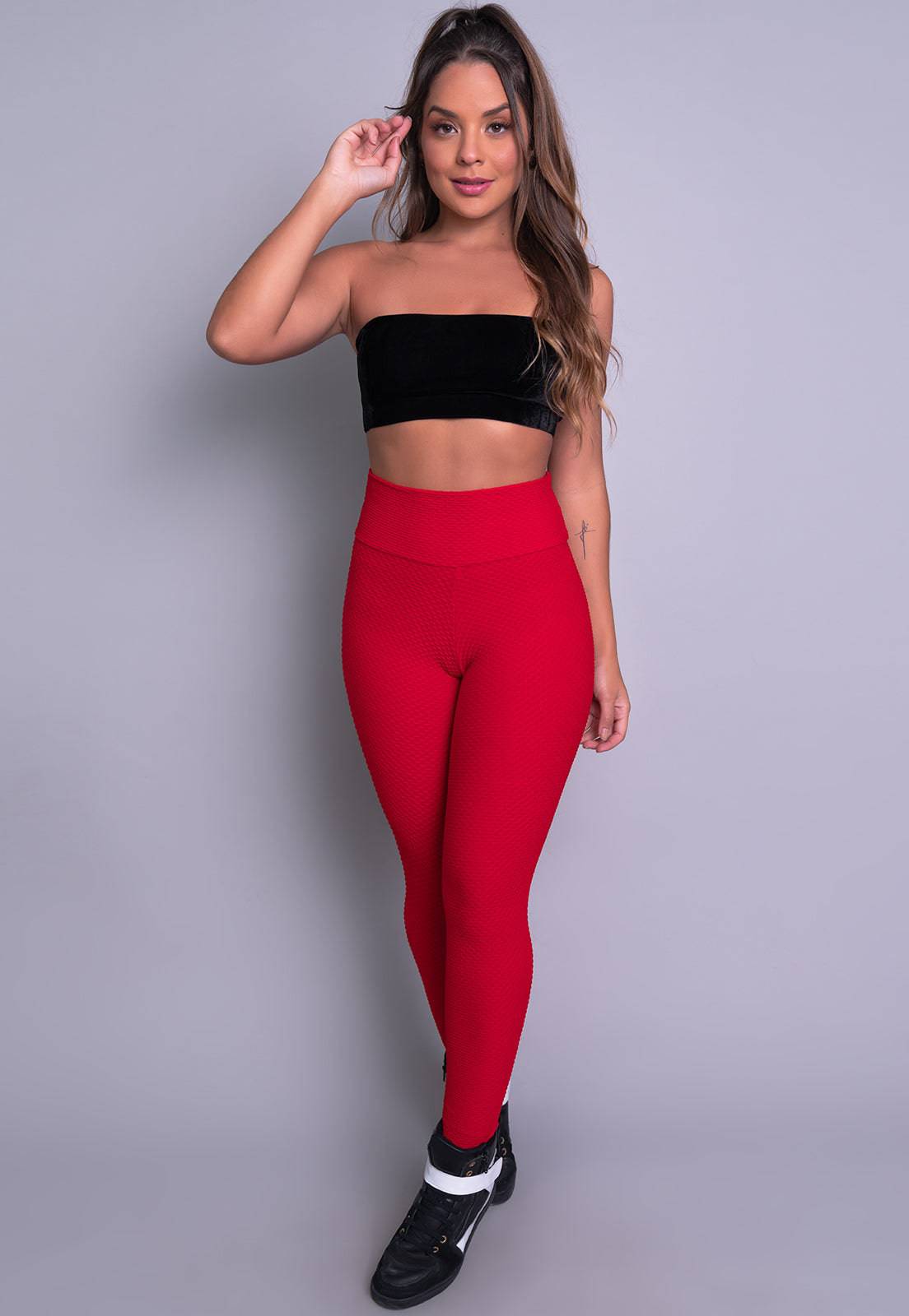 Calça Legging Bolha Cintura Alta Vermelho - MVB MODAS