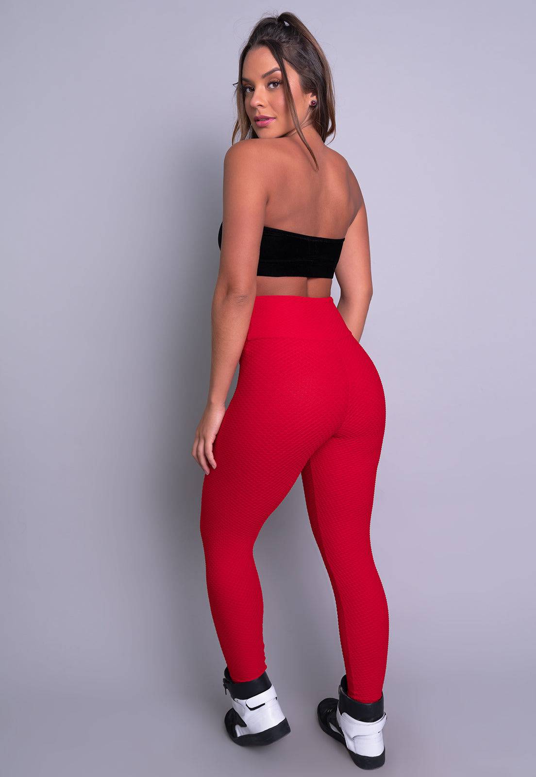 Calça Legging Bolha Cintura Alta Vermelho - MVB MODAS
