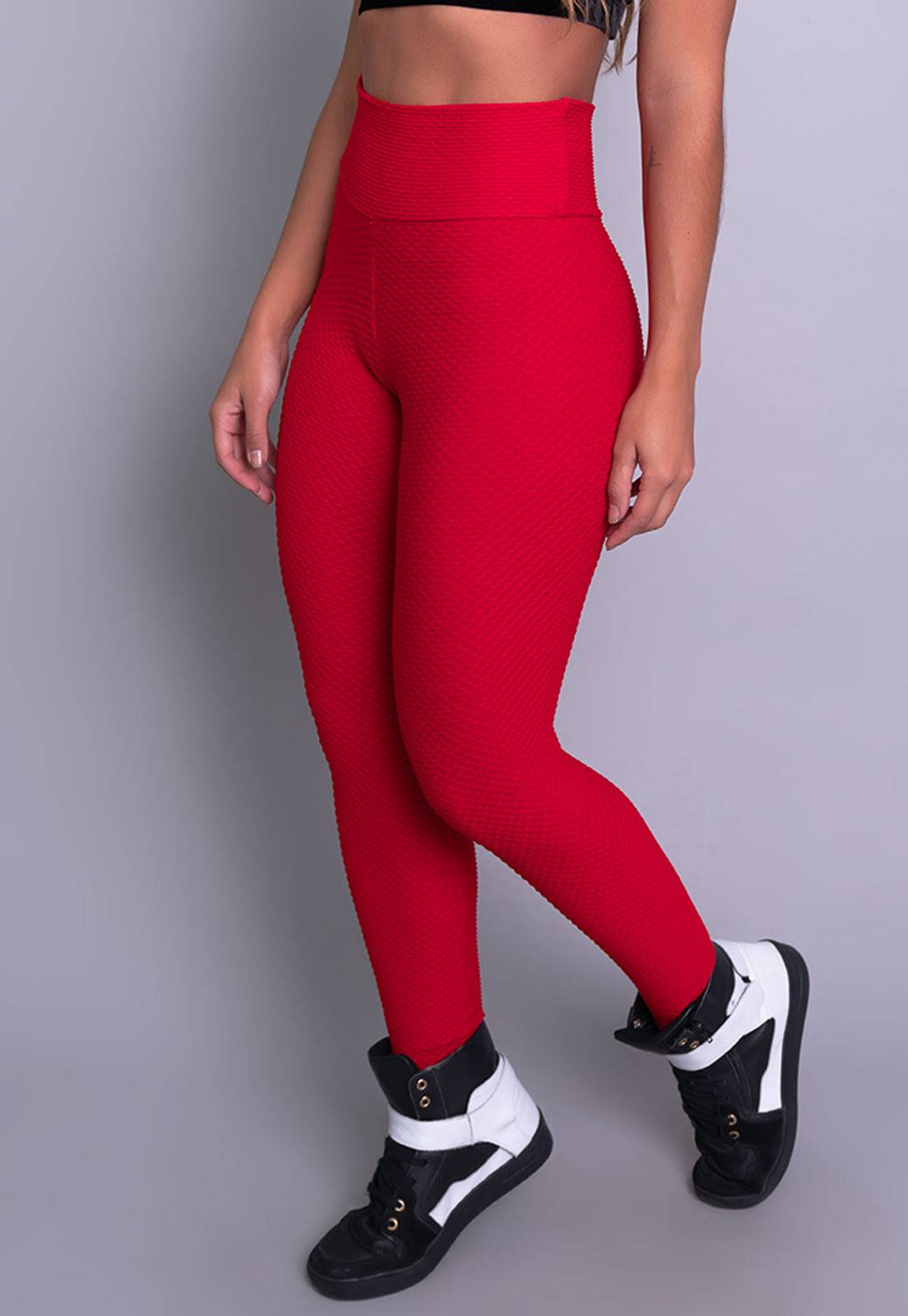 Calça Legging Bolha Cintura Alta Vermelho - MVB MODAS