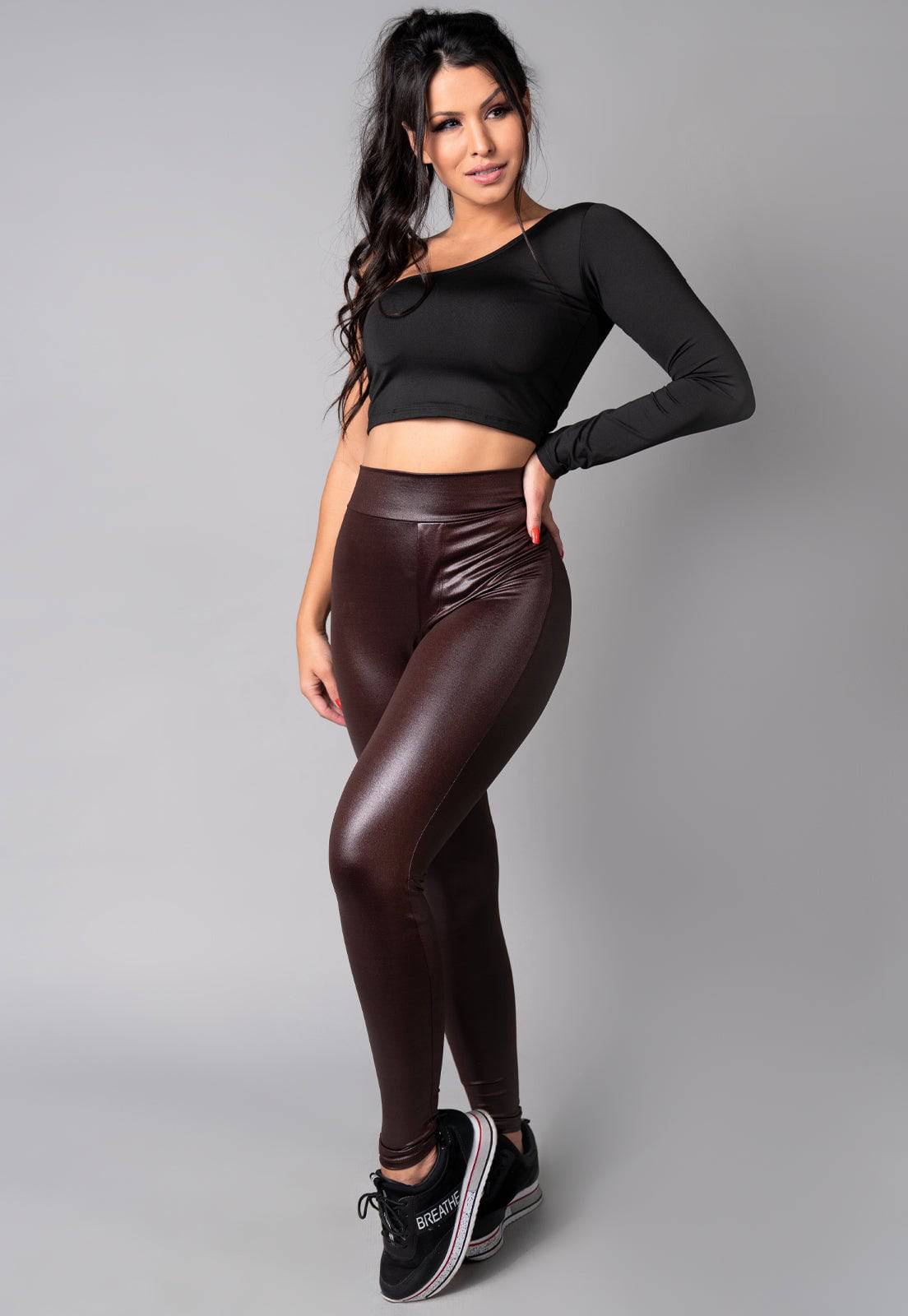 Calça Legging Cirrê Marrom - MVB MODAS