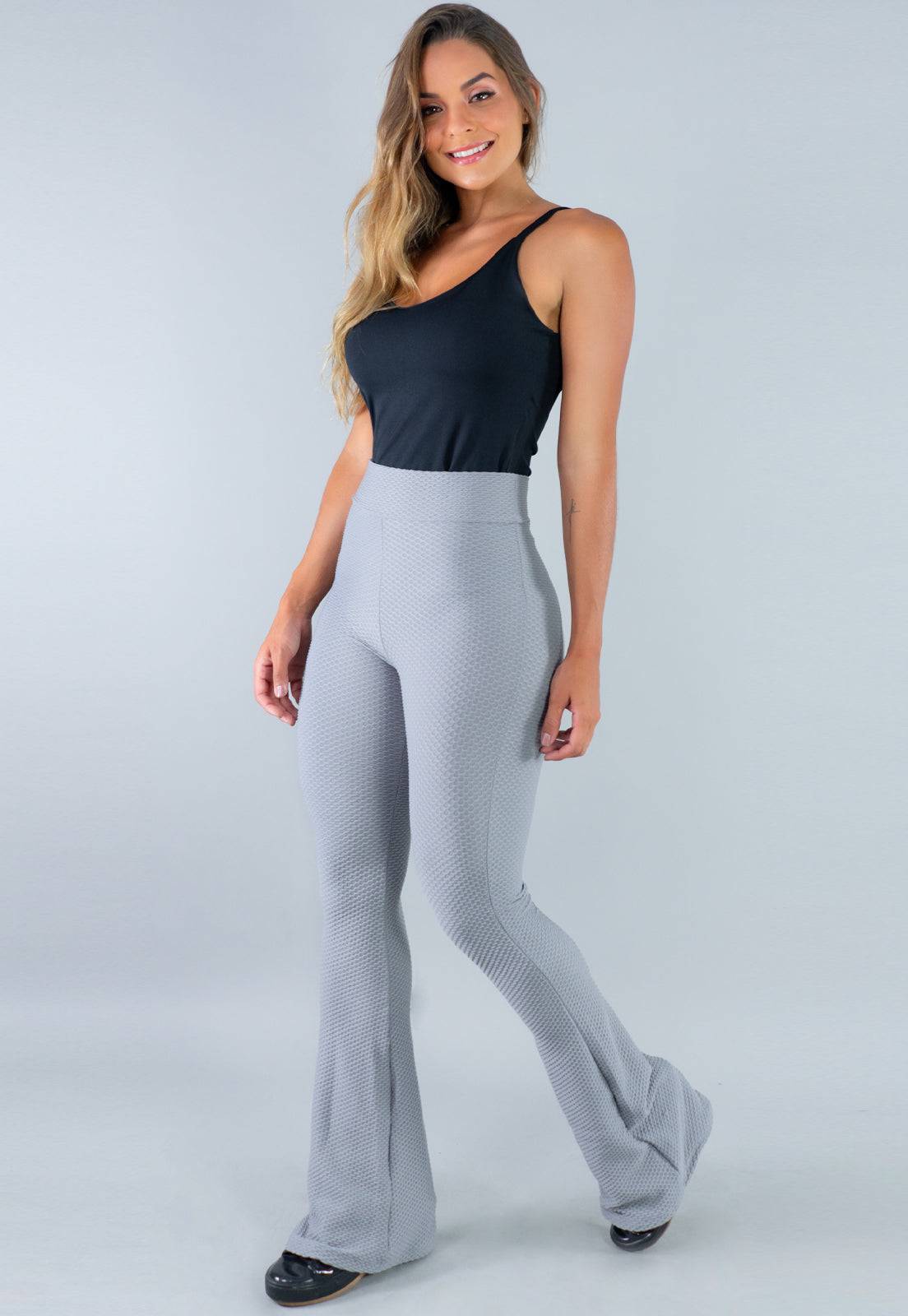 Calça Flare Pantalona Bolha Cinza - MVB MODAS