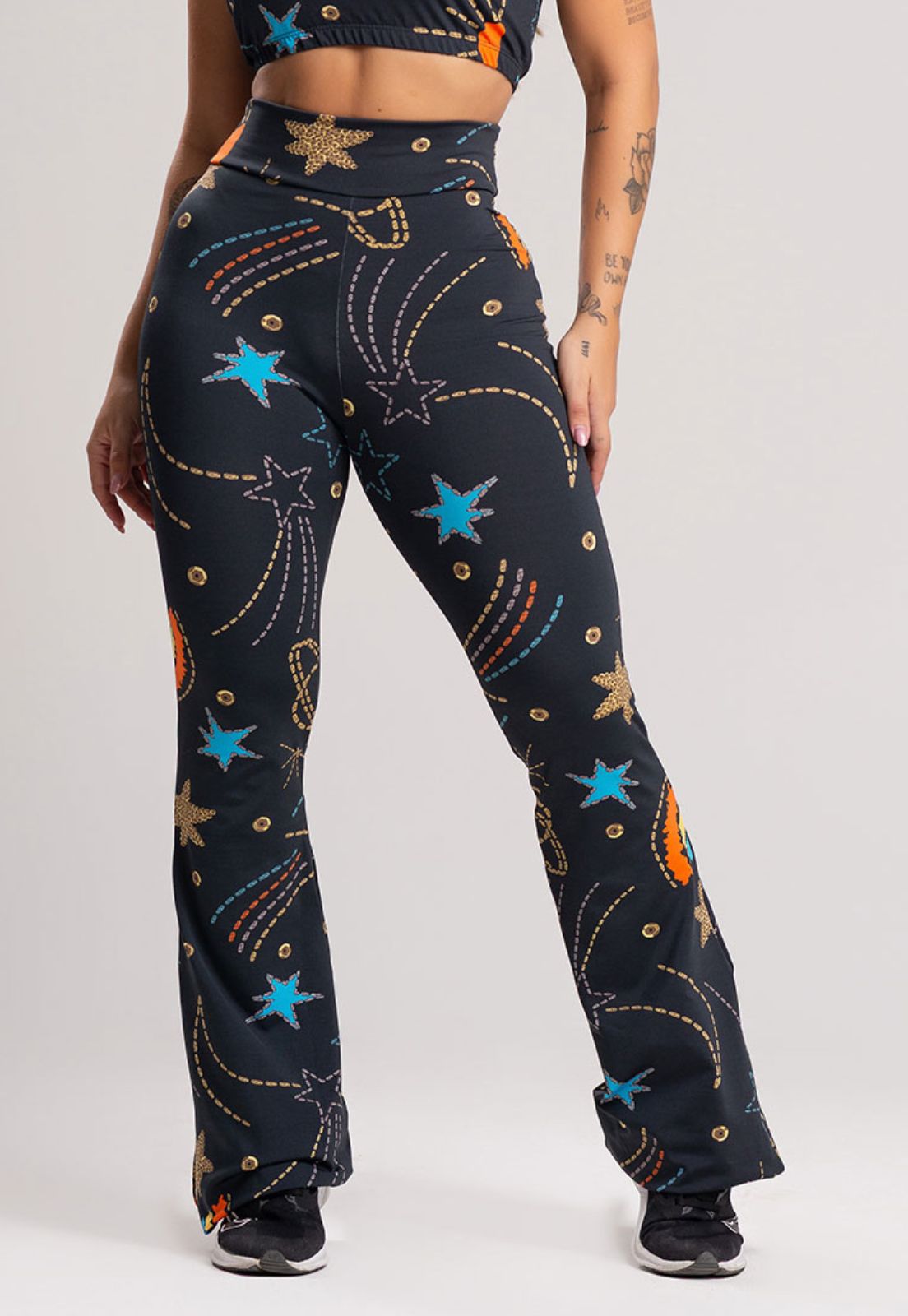 Calça Flare Pantalona Cintura Alta Cosmic - MVB MODAS
