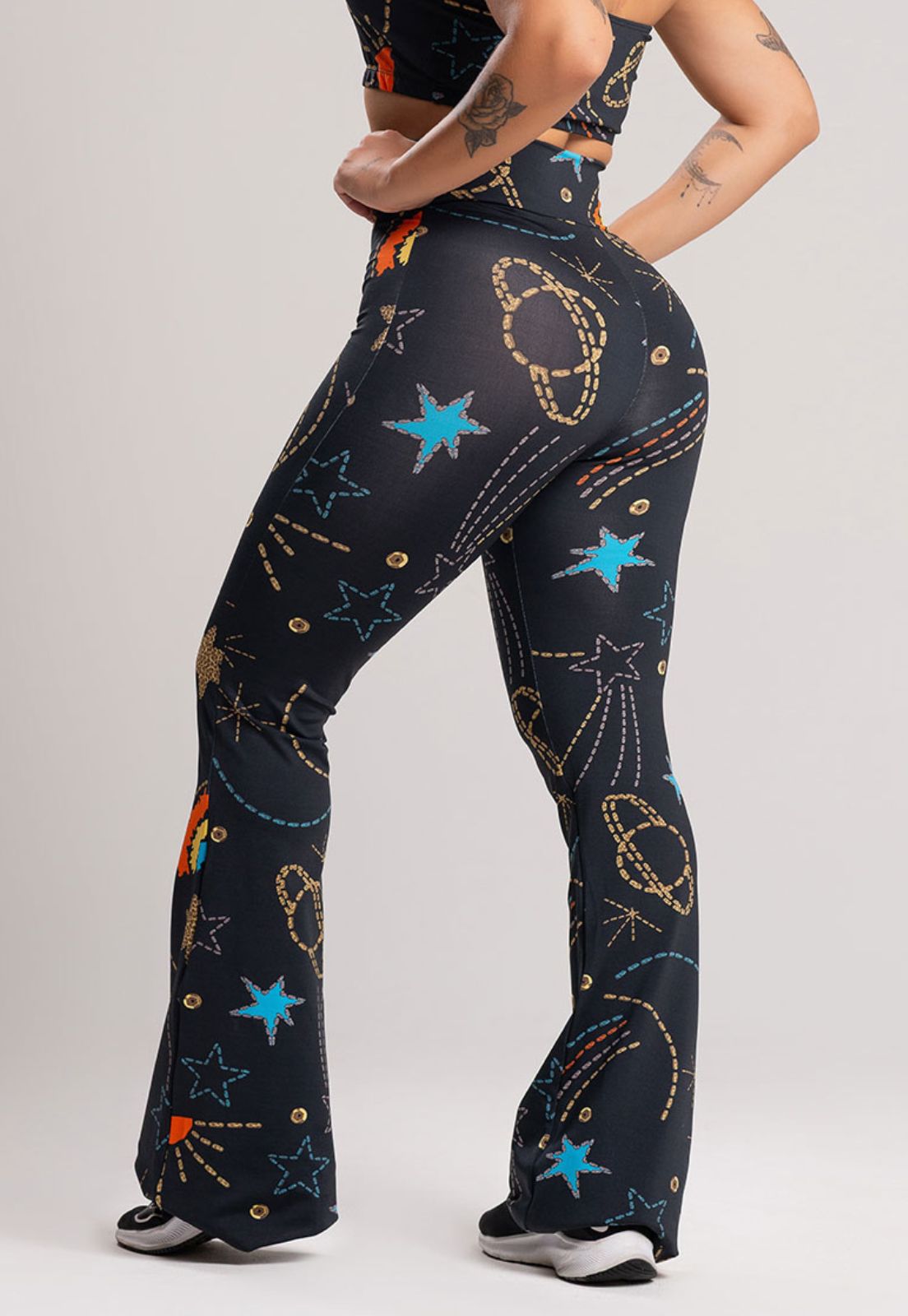 Calça Flare Pantalona Cintura Alta Cosmic - MVB MODAS