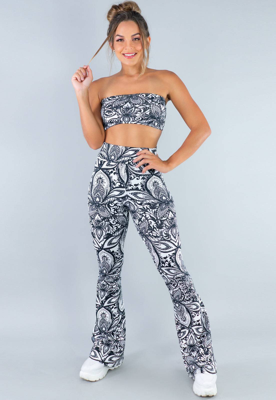 Calça Flare Pantalona Cintura Alta Mandala - MVB MODAS