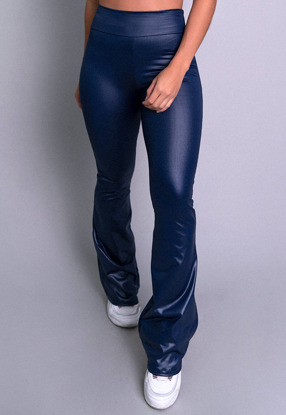 Calça Pantalona Flare Cirrê Azul - MVB MODAS