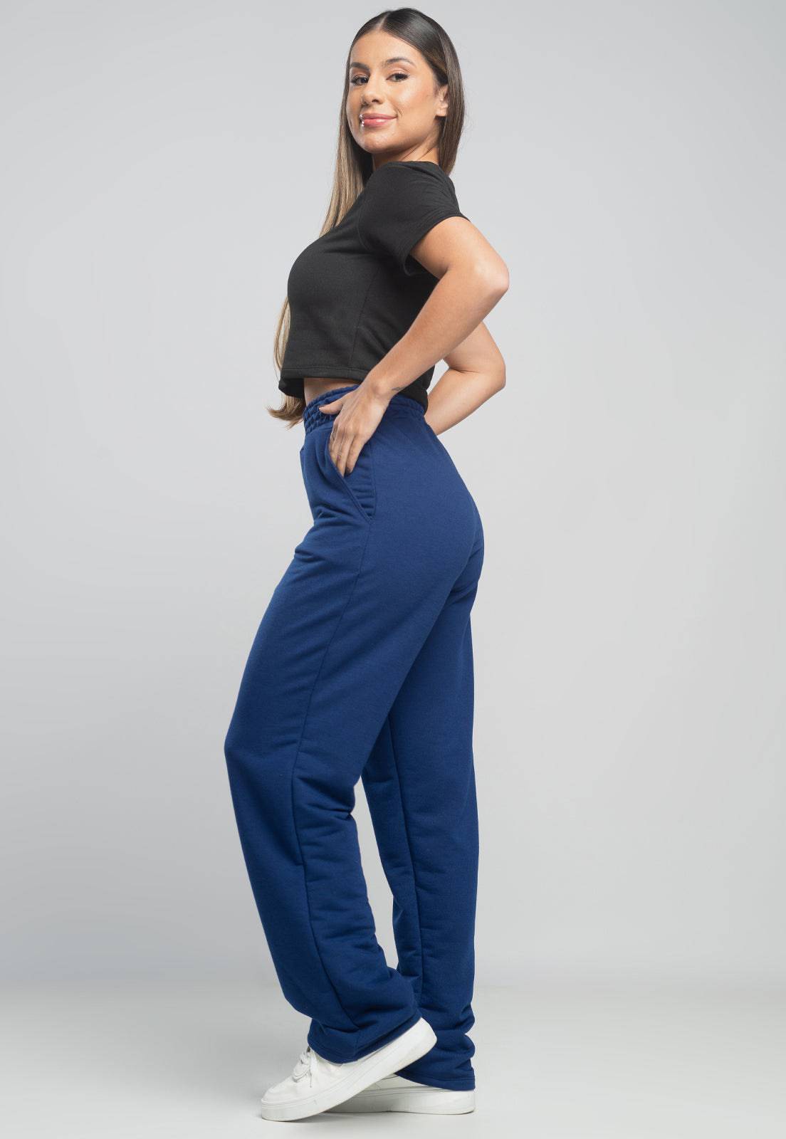 Calça Pantalona Wide Leg Azul - MVB MODAS