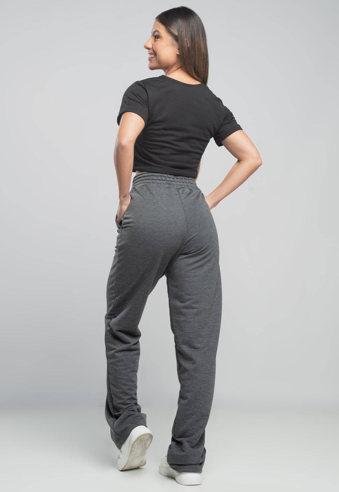 Calça Pantalona Wide Leg Cinza - MVB MODAS