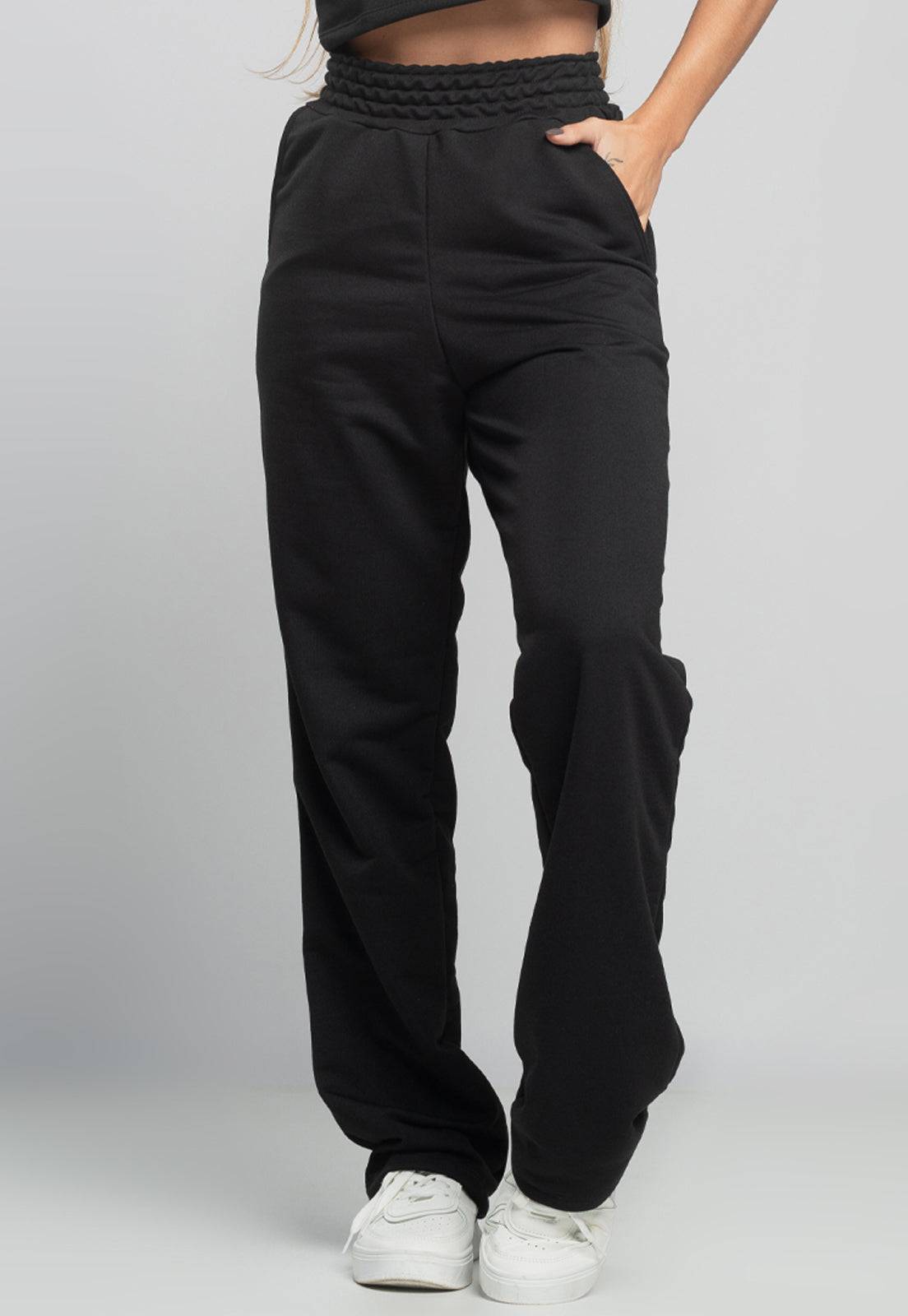 Calça Pantalona Wide Leg Preta - MVB MODAS