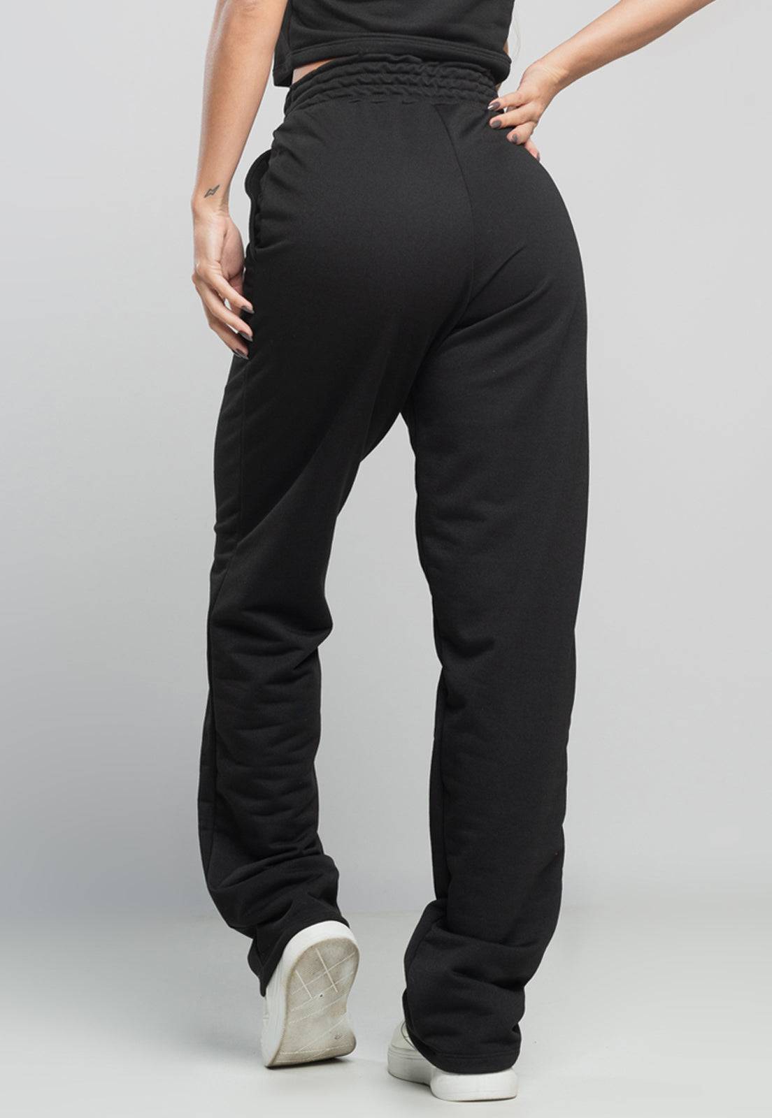 Calça Pantalona Wide Leg Preta - MVB MODAS