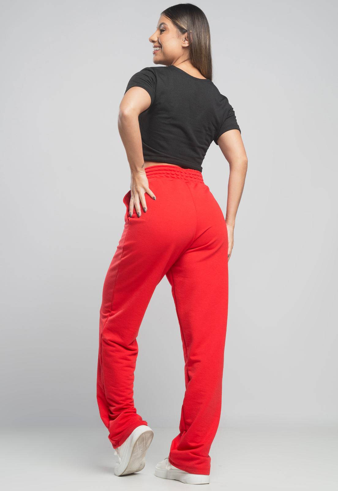 Calça Pantalona Wide Leg Vermelho - MVB MODAS