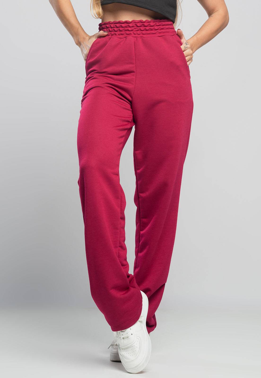 Calça Pantalona Wide Leg Vinho - MVB MODAS