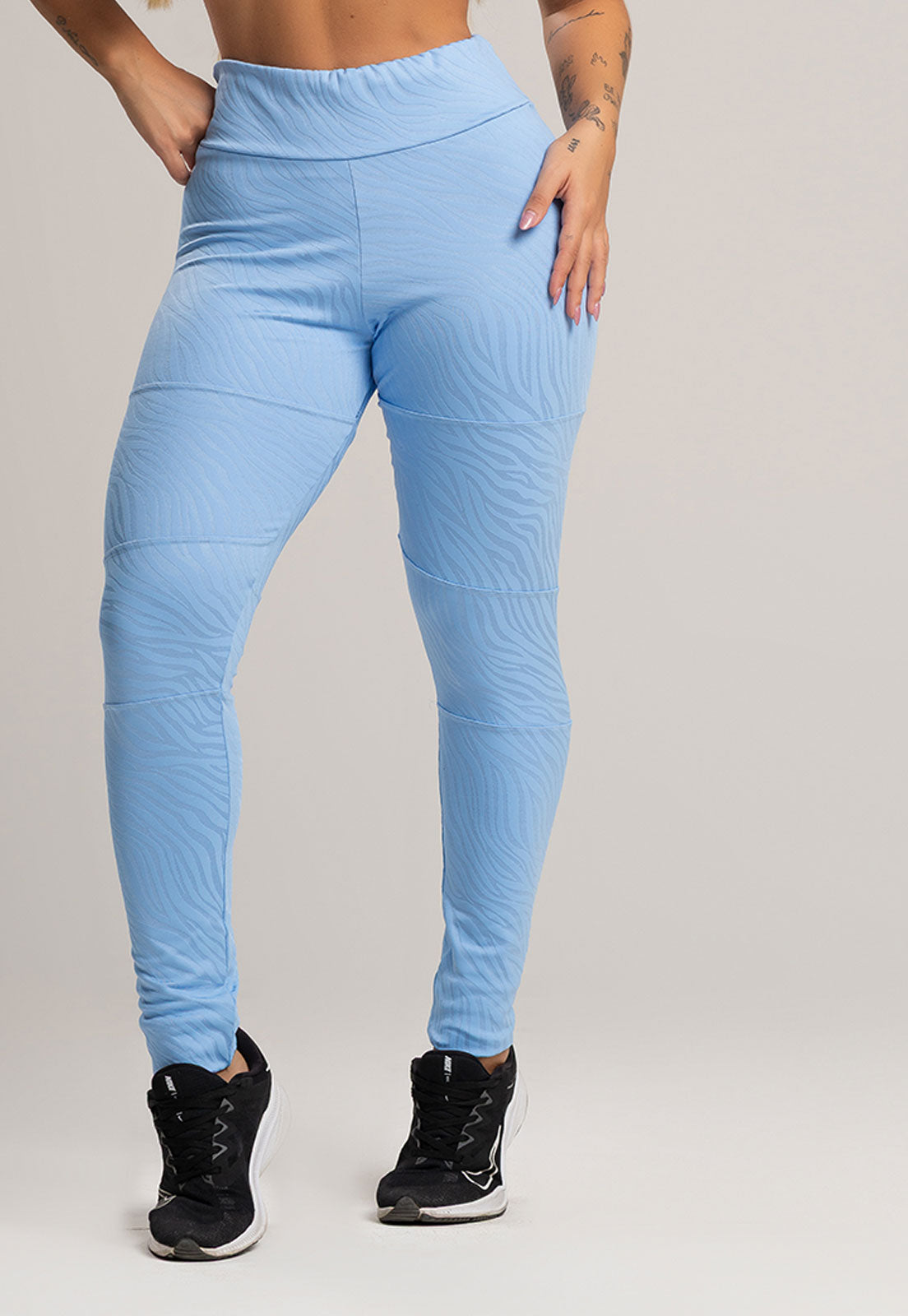 Calça Legging Recortes Cintura Alta Feminina Jacquard Lilás - MVB MODAS