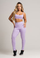 Calça Legging Recortes Cintura Alta Feminina Jacquard Lilás - MVB MODAS