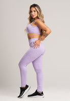 Calça Legging Recortes Cintura Alta Feminina Jacquard Lilás - MVB MODAS
