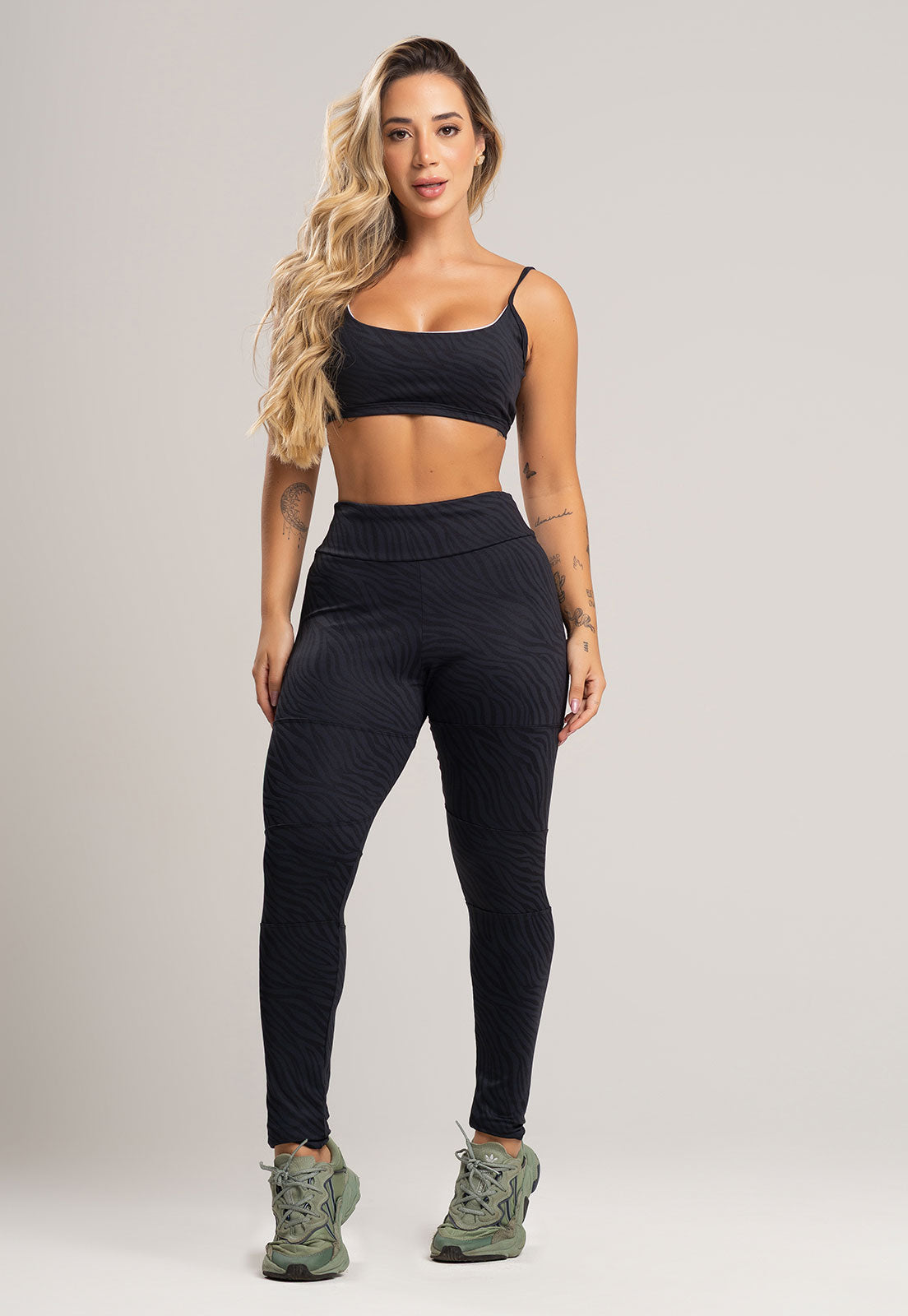 Calça Legging Recortes Cintura Alta Feminina Jacquard Lilás - MVB MODAS