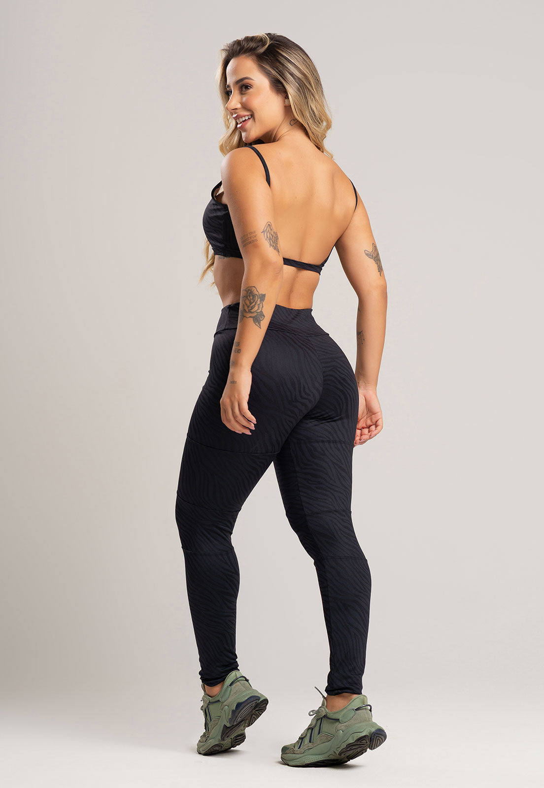 Calça Legging Recortes Cintura Alta Feminina Jacquard Lilás - MVB MODAS