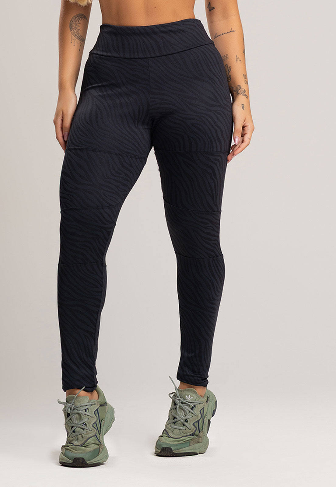 Calça Legging Recortes Cintura Alta Feminina Jacquard Lilás - MVB MODAS