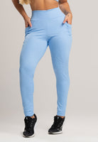 Calça Legging Bolsos Cintura Alta Feminina Jacquard Preto - MVB MODAS