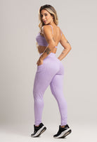 Calça Legging Bolsos Cintura Alta Feminina Jacquard Preto - MVB MODAS