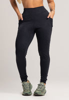 Calça Legging Bolsos Cintura Alta Feminina Jacquard Preto - MVB MODAS