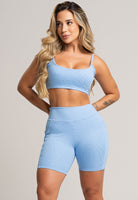 Short Bolsos Cintura Alta Feminina Jacquard Lilás - MVB MODAS