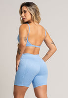 Short Bolsos Cintura Alta Feminina Jacquard Lilás - MVB MODAS