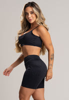 Short Bolsos Cintura Alta Feminina Jacquard Lilás - MVB MODAS