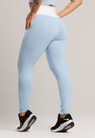 Calça Legging Cós Off White Cintura Alta Feminina Poliamida Preto - MVB MODAS