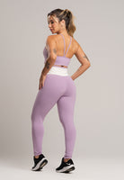 Calça Legging Cós Off White Cintura Alta Feminina Poliamida Preto - MVB MODAS