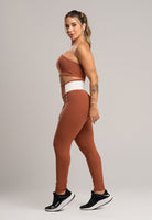 Calça Legging Cós Off White Cintura Alta Feminina Poliamida Preto - MVB MODAS