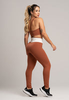 Calça Legging Cós Off White Cintura Alta Feminina Poliamida Preto - MVB MODAS