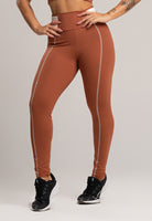 Calça Legging Cós Off White Cintura Alta Feminina Poliamida Preto - MVB MODAS