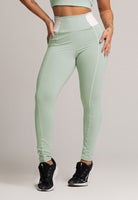 Calça Legging Cós Off White Cintura Alta Feminina Poliamida Preto - MVB MODAS