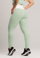 Calça Legging Cós Off White Cintura Alta Feminina Poliamida Preto - MVB MODAS