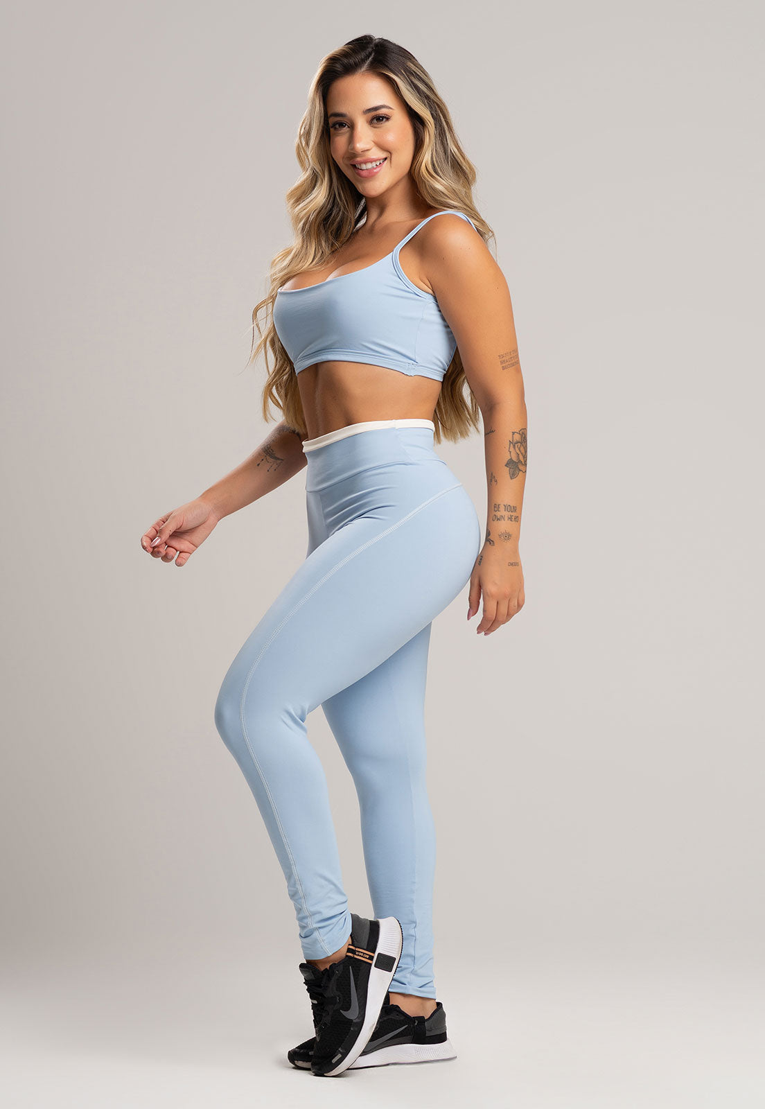 Calça Legging Cós de Vira Cintura Alta Feminina Poliamida Pistache - MVB MODAS