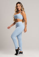 Calça Legging Cós de Vira Cintura Alta Feminina Poliamida Pistache - MVB MODAS