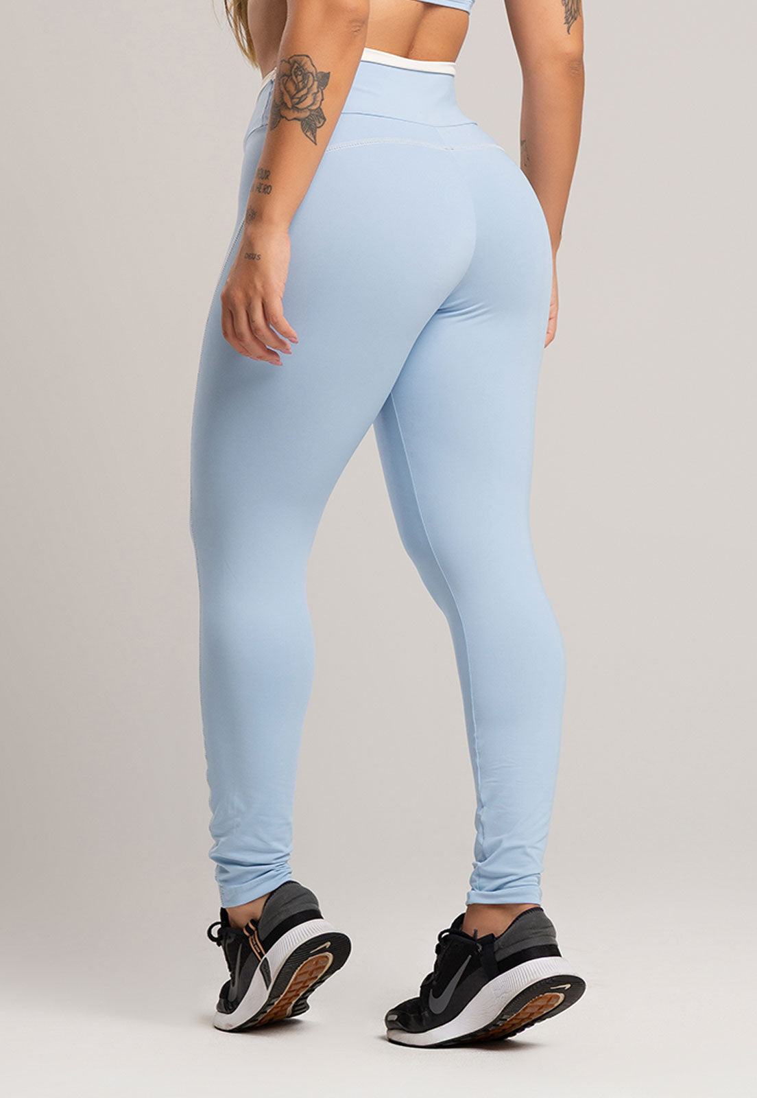 Calça Legging Cós de Vira Cintura Alta Feminina Poliamida Pistache - MVB MODAS