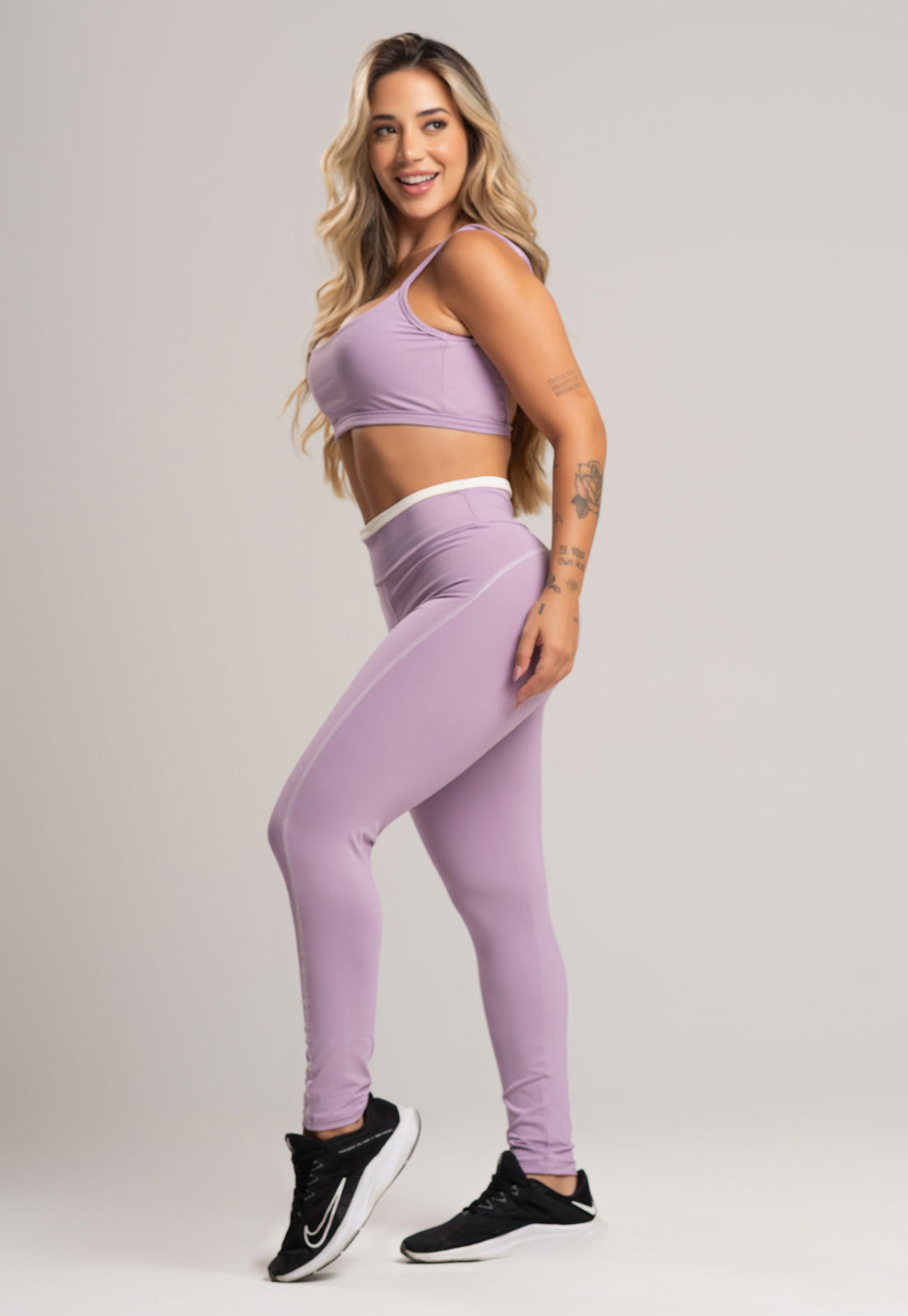 Calça Legging Cós de Vira Cintura Alta Feminina Poliamida Pistache - MVB MODAS